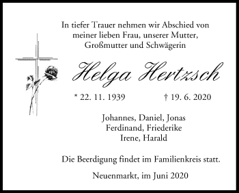 Anzeige von Helga Hertzsch von MGO