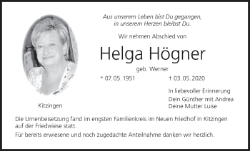 Anzeige von Helga Högner von MGO