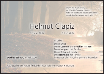 Anzeige von Helmut Clapiz von MGO