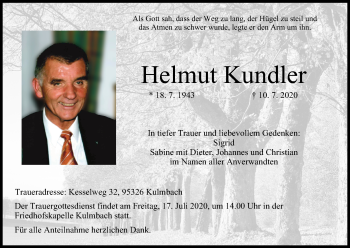 Anzeige von Helmut Kundler von MGO