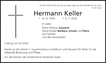 Anzeige von Hermann Keller von MGO