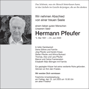 Anzeige von Hermann Pfeufer von MGO