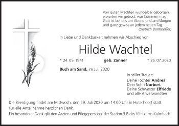 Anzeige von Hilde Wachtel von MGO