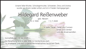 Anzeige von Hildegad Reißenweber von MGO