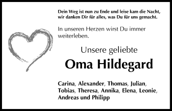 Anzeige von Hildegard Hübner von MGO