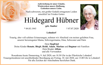 Anzeige von Hildegard Hübner von MGO