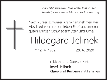 Anzeige von Hildegard Jelinek von MGO