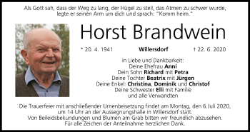 Anzeige von Horst Brandwein von MGO