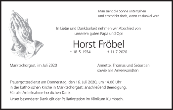 Anzeige von Horst Fröbel von MGO