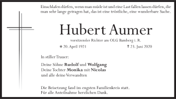 Anzeige von Hubert Aumer von MGO