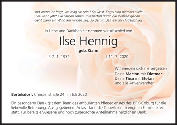 Anzeige von Ilse Hennig von MGO