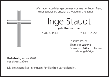 Anzeige von Inge Staudt von MGO