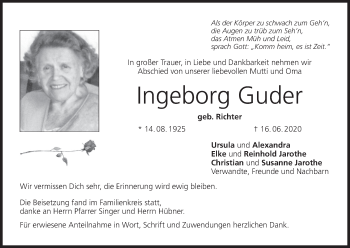Anzeige von Ingeborg Guder von MGO