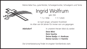 Anzeige von Ingrid Wolfrum von MGO