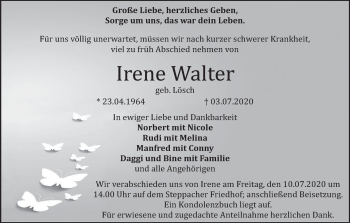 Anzeige von Irene Walter von MGO