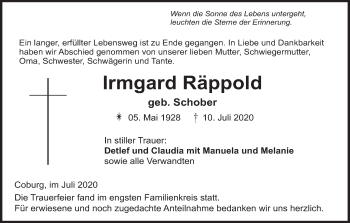 Anzeige von Irmgard Räppold von MGO
