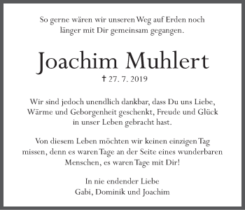 Anzeige von Joachim Muhlert von MGO