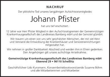Anzeige von Johann Pfister von MGO