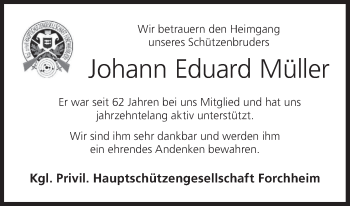 Anzeige von Johann Eduard Müller von MGO