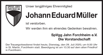 Anzeige von Johann Eduard Müller von MGO