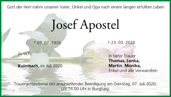 Anzeige von Josef Apostel von MGO