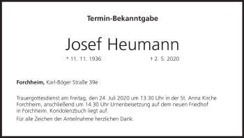 Anzeige von Josef Heumann von MGO