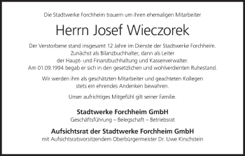 Anzeige von Josef Wieczorek von MGO