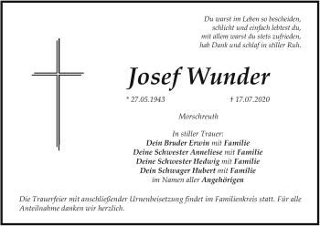 Anzeige von Josef Wunder von MGO