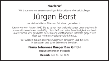 Anzeige von Jürgen Borst von MGO