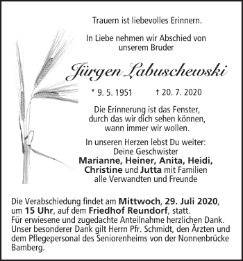 Anzeige von Jürgen Labuschewski von MGO