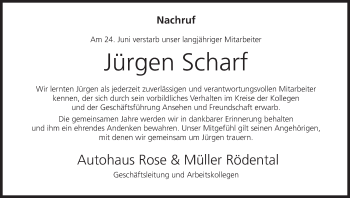 Anzeige von Jürgen Scharf von MGO