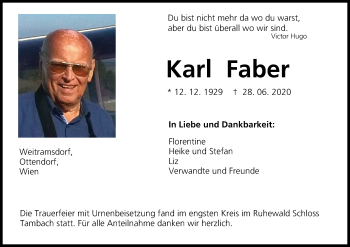 Anzeige von Karl Faber von MGO