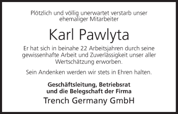 Anzeige von Karl Pawlyta von MGO