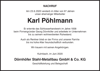 Anzeige von Karl Pöhlmann von MGO