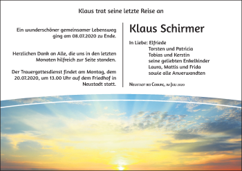 Anzeige von Klaus Schirmer von MGO