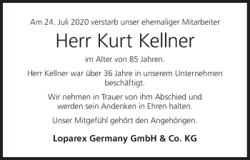 Anzeige von Kurt Kellner von MGO