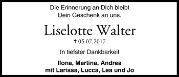 Anzeige von Liselotte Walter von MGO