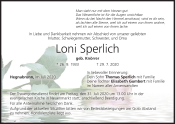 Anzeige von Loni Sperlich von MGO