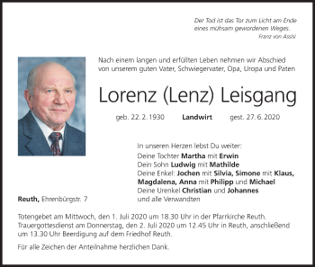 Anzeige von Lorenz Leisgang von MGO