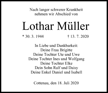 Anzeige von Lothar Müller von MGO