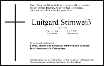 Anzeige von Luitgard Stirnweiß von MGO