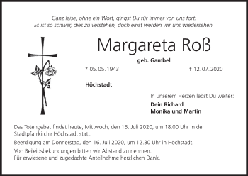 Anzeige von Margareta Roß von MGO