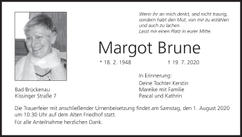 Anzeige von Margot Brune von MGO