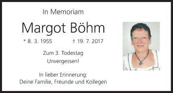 Anzeige von Margot Böhm von MGO