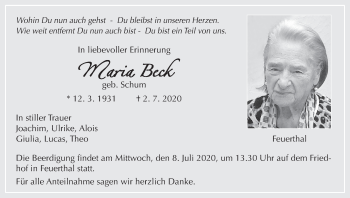 Anzeige von Maria Beck von MGO