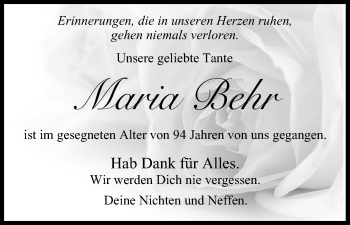 Anzeige von Maria Behr von MGO