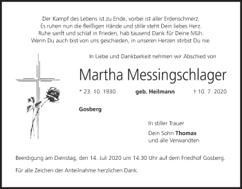 Anzeige von Martha Messingschlager von MGO