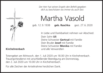 Anzeige von Martha Vasold von MGO