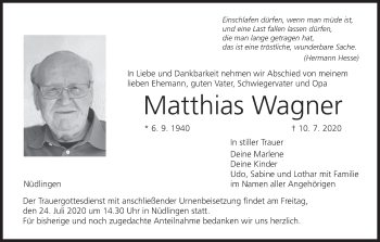 Anzeige von Matthias Wagner von MGO