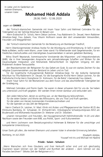 Anzeige von Mohamed Hédi Addala von MGO